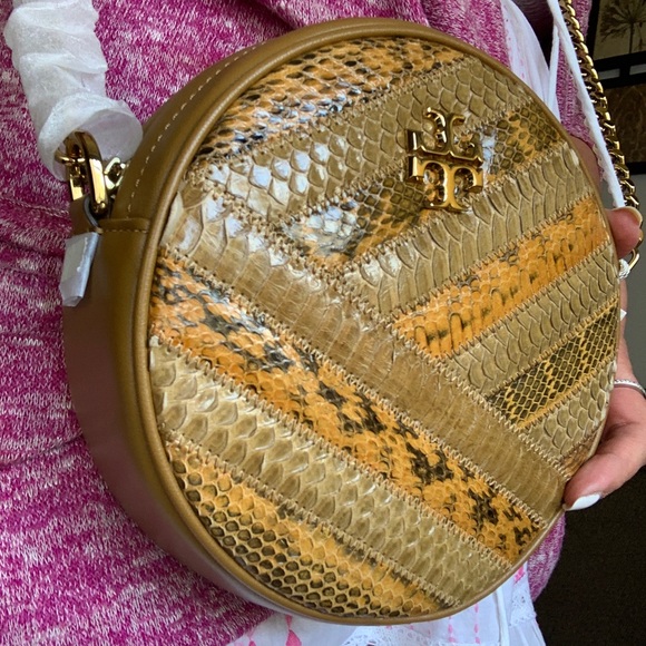 Authentic TORY BURCH SNAKE SKIN Leather top zip Crosby - Picture 4 of 15